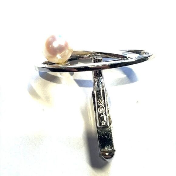 Mikimoto Estate Akoya Pearl Mens Cufflinks Sterling Silver 6.7 mm M392 - Picture 7 of 8